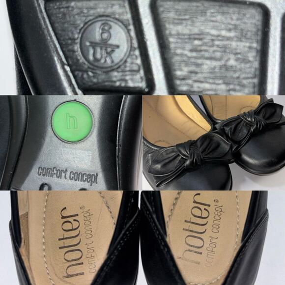 Hotter Jewel Shoes Ballerina Flats woman's size US 8 UK 6 Black Leather - Picture 4 of 16
